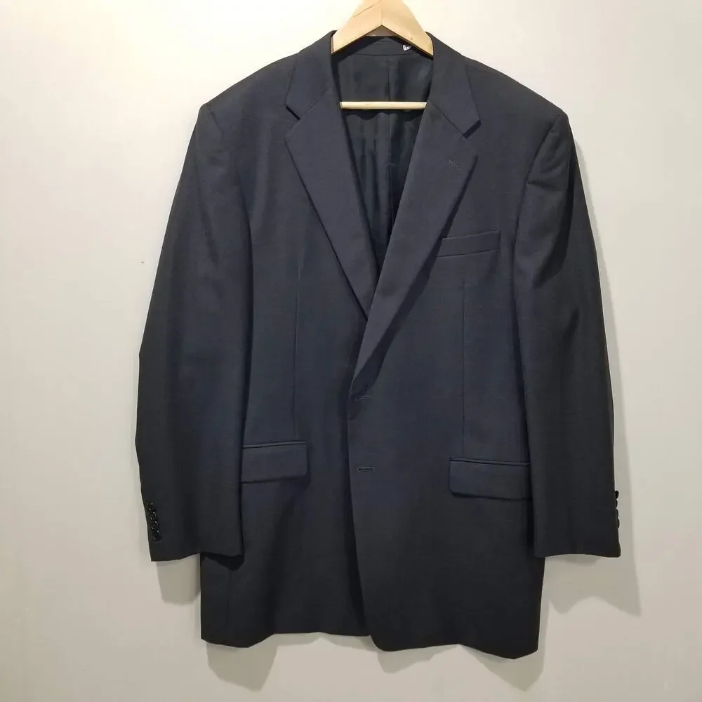 Hickey Freeman Suit Jacket Mens 46 Long Loro Piana Super 120s Wool USA Union